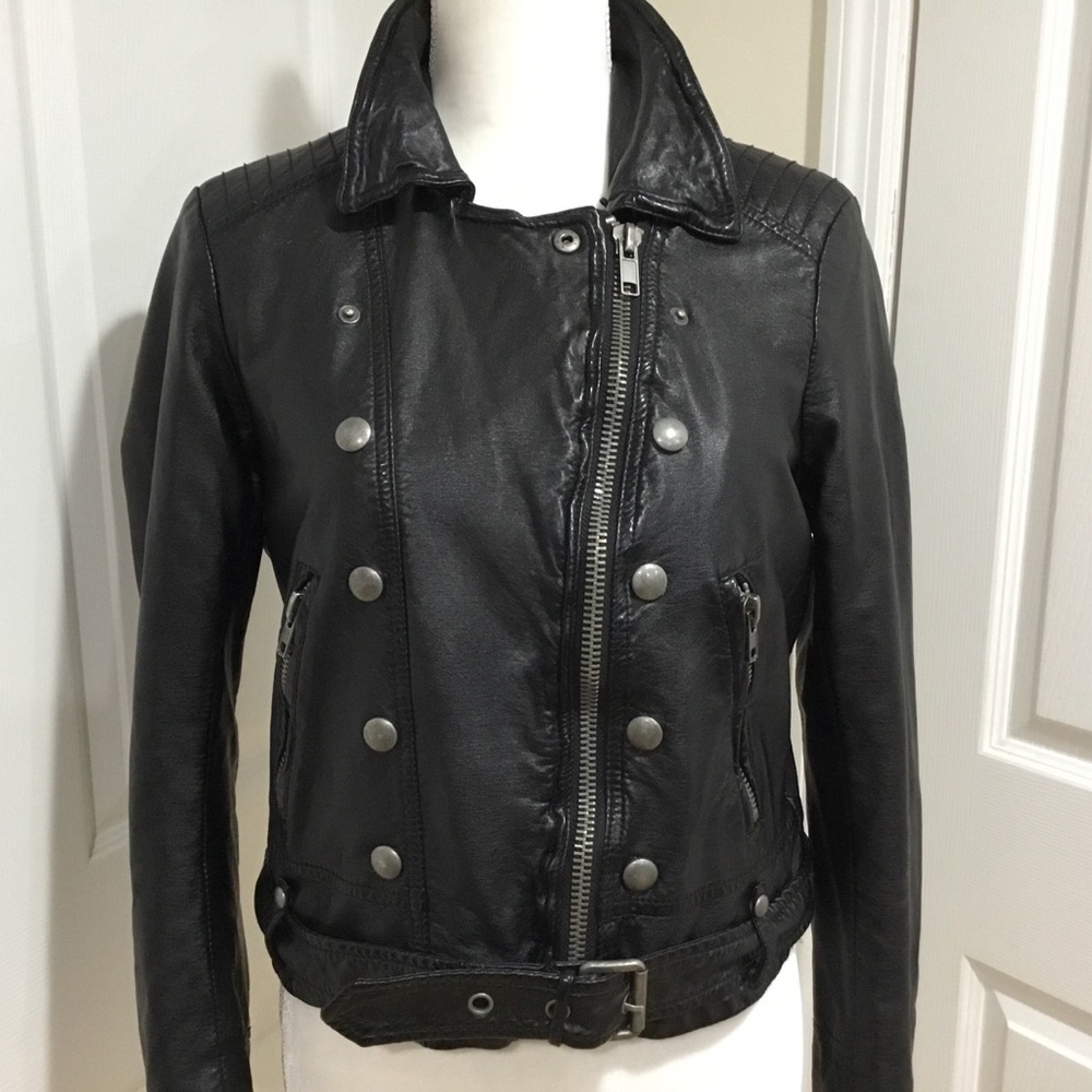 Free People Black Faux Leather Biker Jacket Sz M
